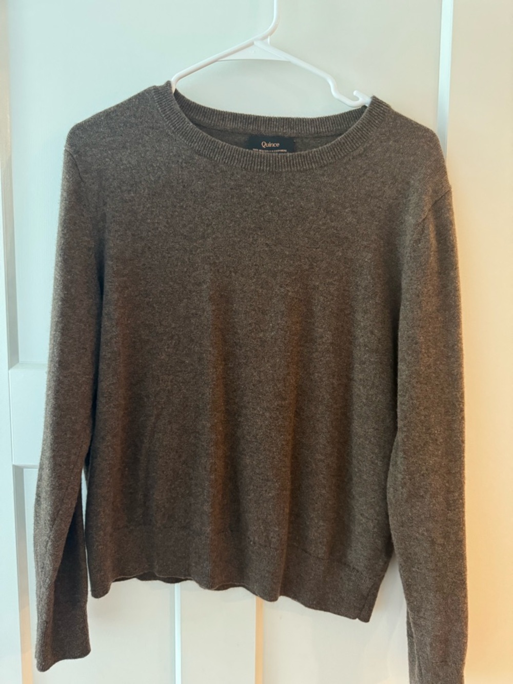 Quince Women's Mongolian. Cashmere Crewneck Sweater in Brown
